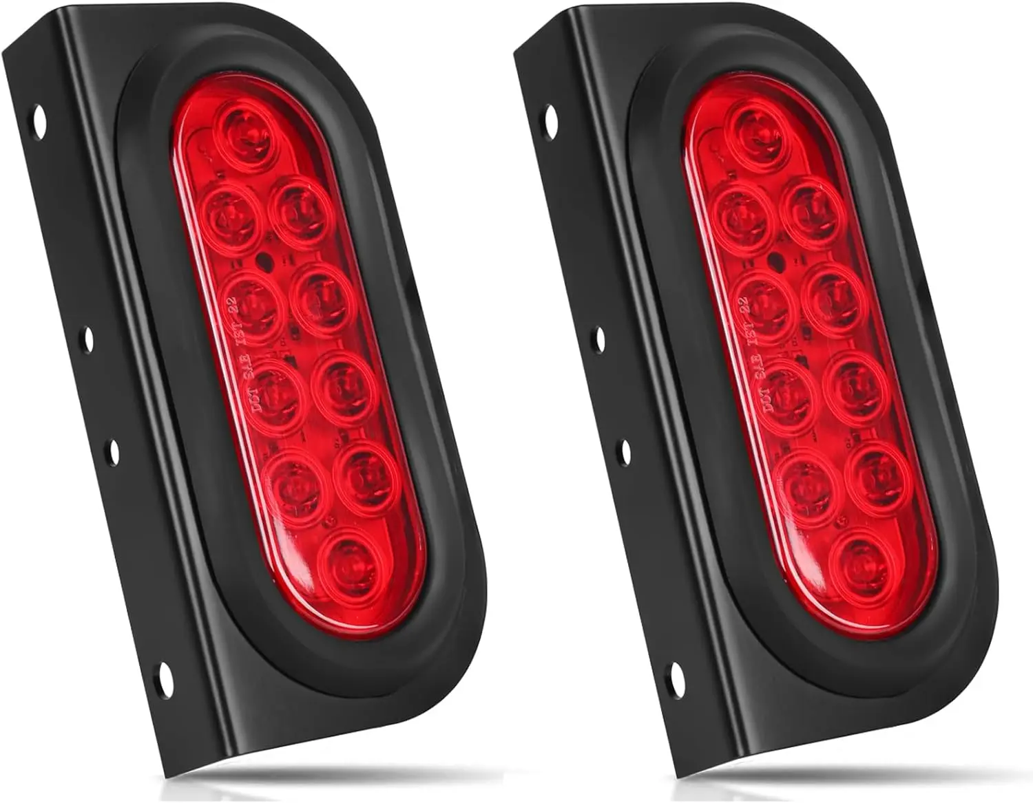LIMICAR Oval LED Trailer Rear Light Kit - 6" Flush Mount Taillights (0.39” Round Hole Diameter, 12V Input) with Rubber Grommets, Plugs, Brackets, Rust-Proof Polycarbonate Build, Water Resistance, Multi-Function LED Backlights for Utility Trailers, Trucks