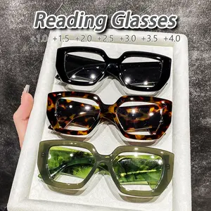 Women's Plastic Geometric Reading Glasses, Classic American Style, Trendy Versatile Fashion, Casual Personality Eyewear, Pack of 3