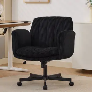 Criss Cross with Wheels and Arms, Vanity Chair with Back, Comfy Swivel Cross Legged Office Chairs for Ultimate Comfort and Support, Unique Multifunctional Stylish Arms