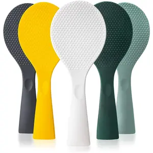 Silicone Standing Rice Spatula with Non-Stick Paddle, Heat Resistant Rice Cooker Spoon, Serving Spoon for Grains (White)