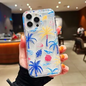 Transparent Bubble Phone Case with Coconut Tree and Ocean Life Design, Shockproof iPhone Case for All iPhone Models, Perfect Valentine's Gift for Friends and Loved Ones