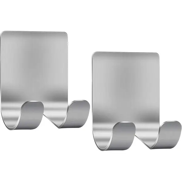 Razor Holder Shaver Hook Hanger Stand(2 Pack)Self Adhesive Stainless Steel Heavy Duty Utility Storage Hook,Shower Hook for Razor,Bathroom Kitchen Organizer for Plug Robe Towel Loofah Bathrobe Coat