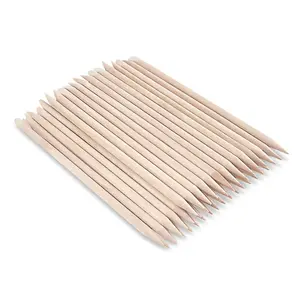 50 Pcs Orange Wood Sticks for Nails, 4.5" Cuticle Sticks, Double Sided Nail Tools for Manicure and Pedicure