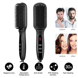 Electric Hair Brushes Hot Comb Multi-functional Men Beard Straightening Hair Straightener Beard Brush with Lcd Display