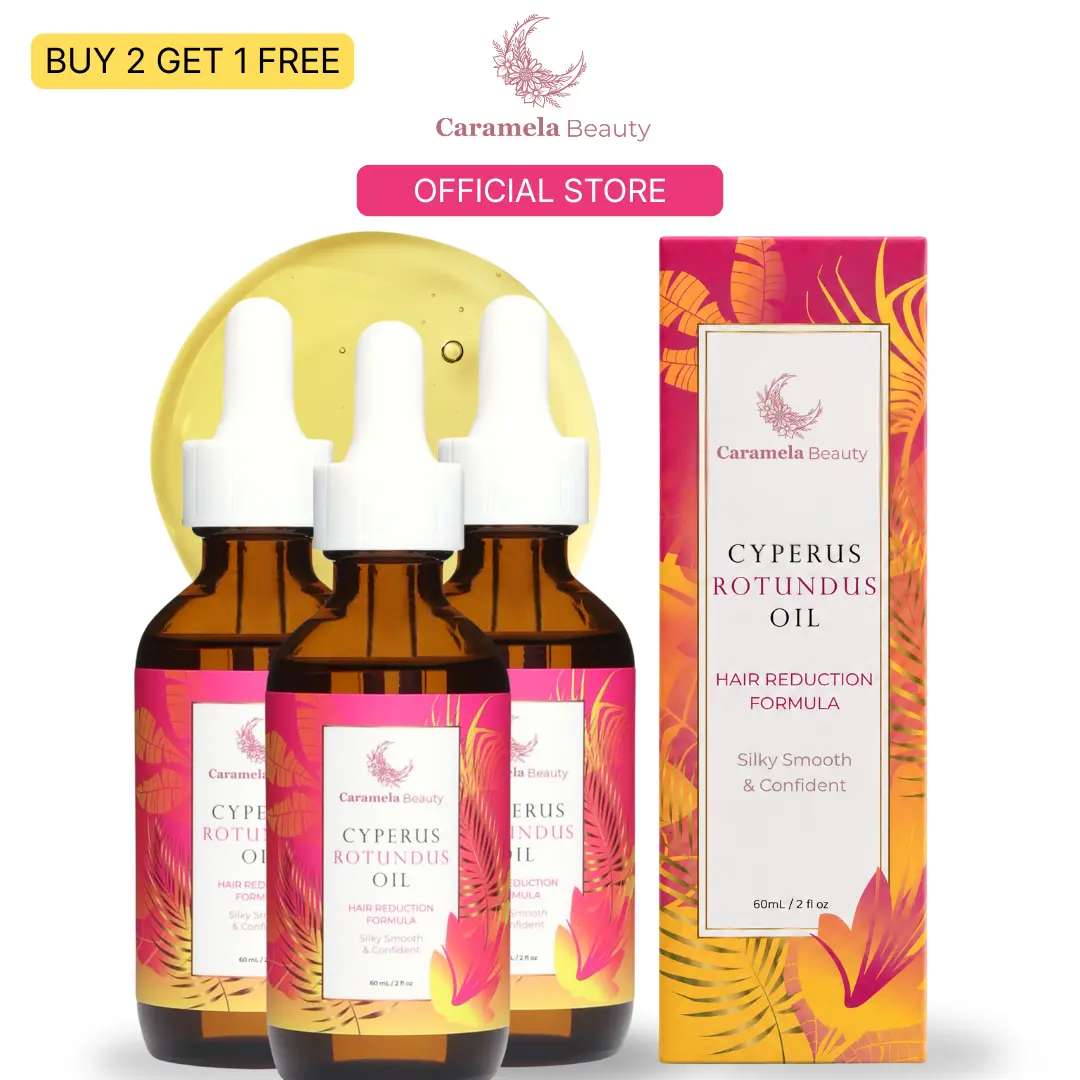 Caramela Beauty Cyperus Rotundus Oil 3-Pack, Body Care & Hair Removal Beauty Product for Smooth, Sensitive Skin, Ingrown Hair & Razor Bump Care, for Body Breakout-Prone & Strawberry Skin, 3 x 60ml / 2oz, Naturally Derived Formula