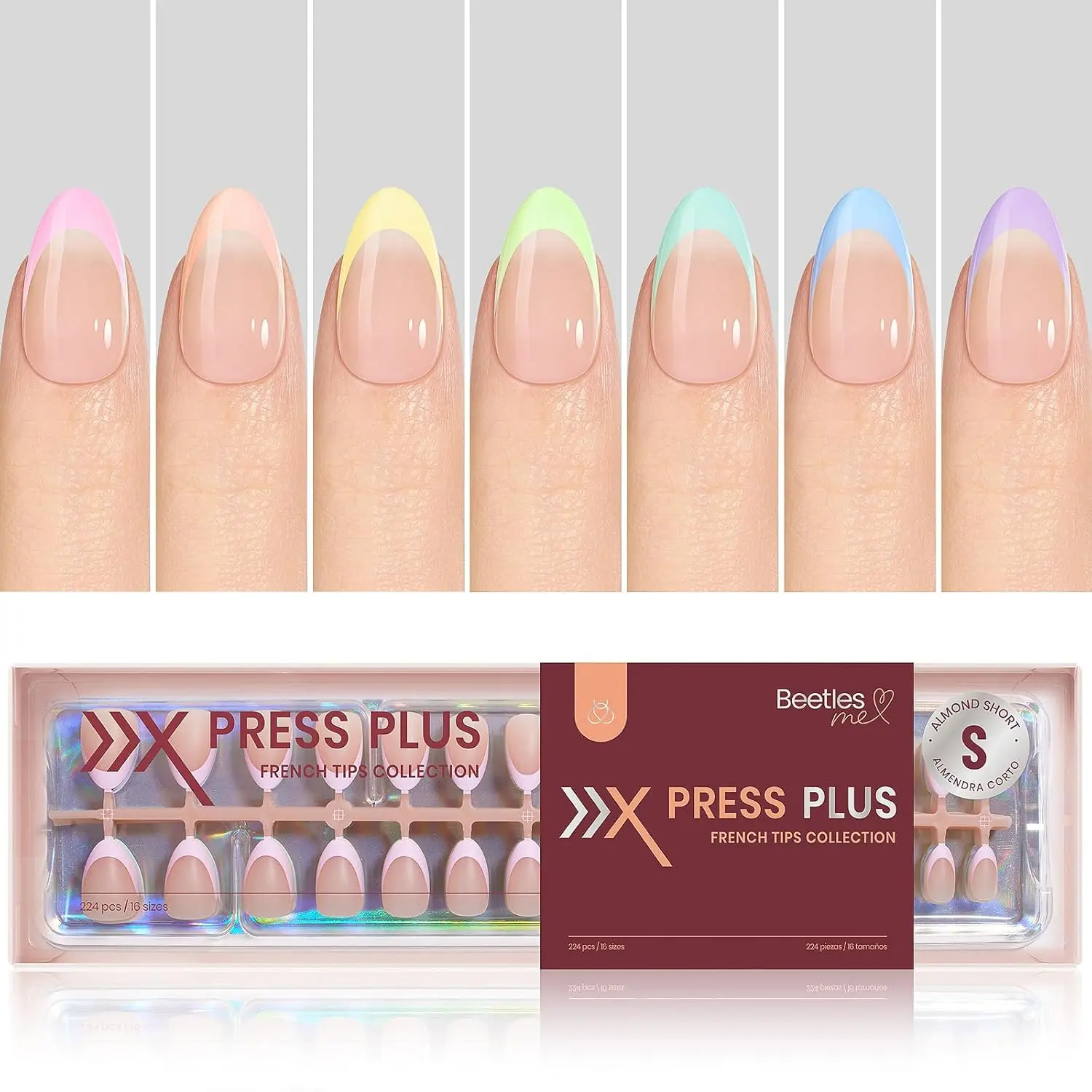 Short Almond【Only Nails】Lavender 16Sizes 224Pcs