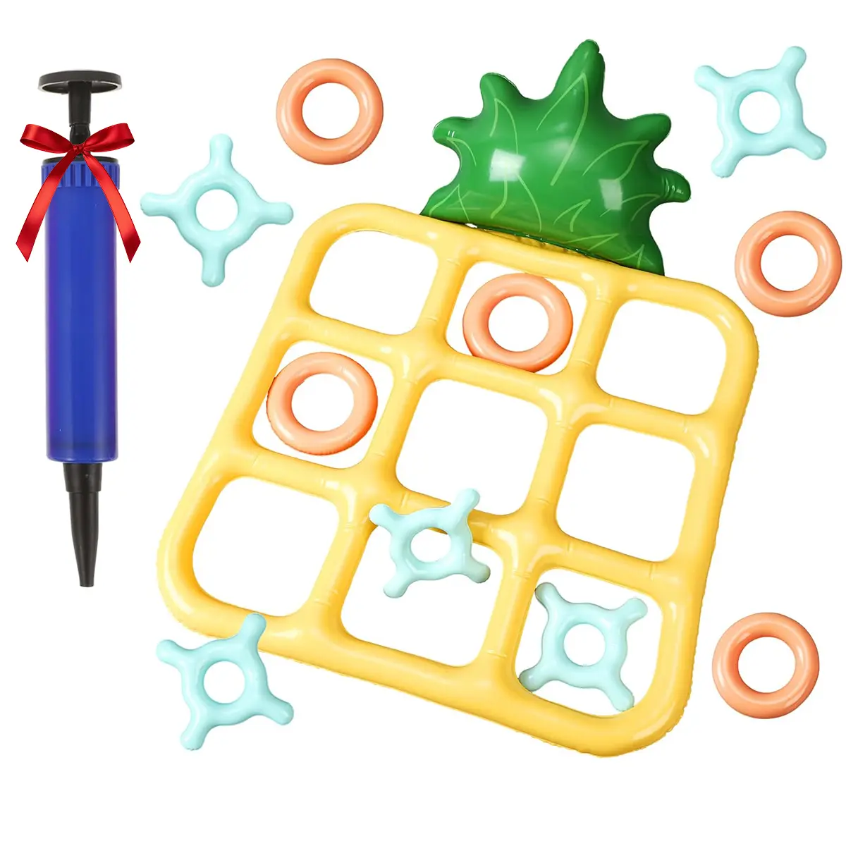 Giant Floating Tic Tac Toe Pool Toy | 10 Balls Pineapple Float Game for Adults Teens Kids - Pool Party Yard Beach Outdoor Game