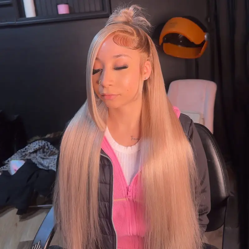 Ombre Ash Blonde Wig Body Wave Pre-Cut Lace Human Hair 180% Density Milk Tea with Dark Root Body Wave Wig 13x6 Transparent Thin Lace Front Drawstring Wigs Full And Thicker Natural Hairline With Baby Hair Glueless Wig