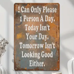 Charming Vintage Metal Artwork Sign Featuring Humorous Daily Messages for Decorative Outdoor Spaces