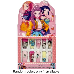 Pop  Anime Press-On Nails for Kids, Girls DIY Plastic Manicure Set, Perfect Children's Festival Gift, Nail Art