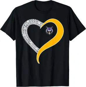Hallsville Bobcats Logo Diamond Heart Hs T-Shirt