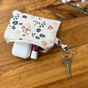 Keychain wallet, mini zipper pouch wallet with key ring