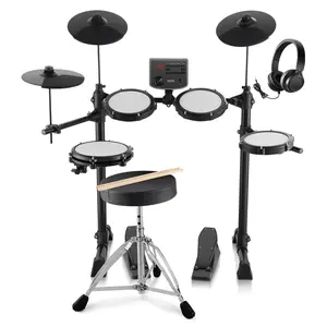 TikTokShopBlackFridayVEVOR Electric Drum Set, 15 Drum Kits & 150 Sounds Electronic Drum Kit, USB MIDI Supported 8 in Quiet Mesh Snare Electric Drum Set with 10 in Cymbals Drum Sticks & Headphone, for Beginners & Adults