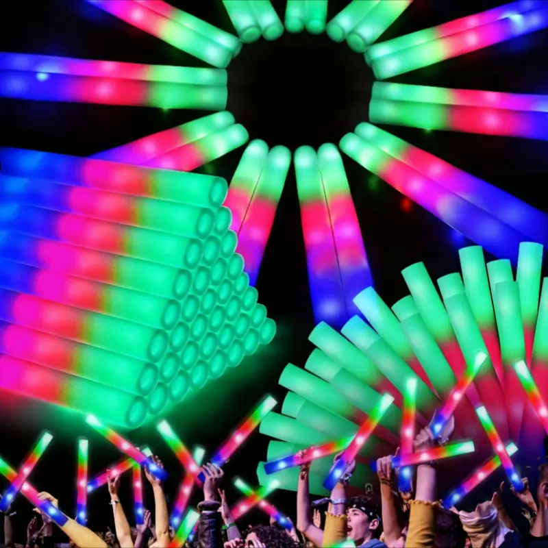 101 PCS LED Foam Glow Sticks, Glow Sticks Bulk Party PackWith 3 Modes Colorful Flashing, Glow In The Dark PartySupplies, Light Up Foam Sticks For Wedding, July 4th,Birthday, Raves, Concert Goodie Bag Stuffers Gifts