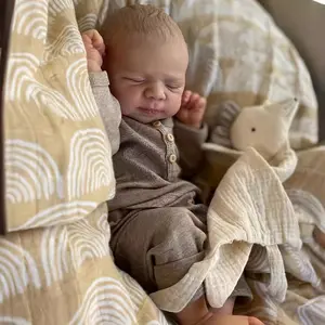 19Inch/49Cm Reborn Doll, Lifelike Soft Touch 3D Skin Advanced Painted, Hand Rooted Hair, Full Vinyl Dolls, Kids Birthday Christmas/ New Year Gifts Soft Silicone Reborn Doll with Washable Feel