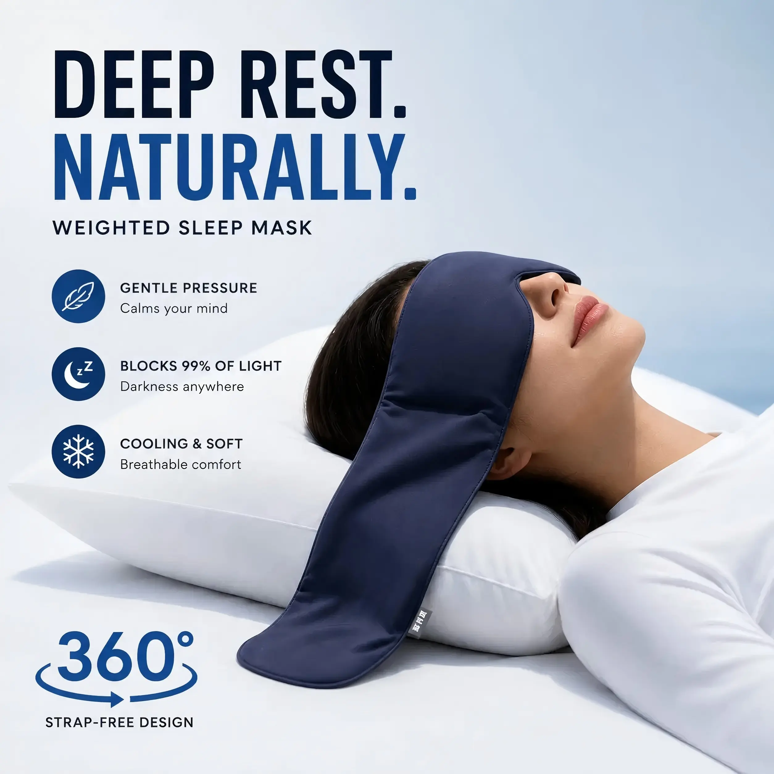 Lumi Dream Weighted Sleep Mask - 360° Full Blackout, Gentle Compression, Reversible Ice Silk & Plush Fleece, Adjustable Strap for Side Sleepers, Beauty Products