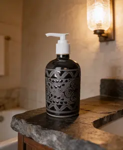 Ceramic Soap Dispenser | Handmade Stoneware Floral Design - Mexican Pottery