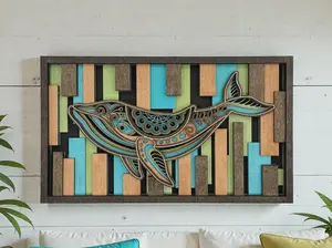 3D Layered Whale Wood Art – Hand Made Wall Decor