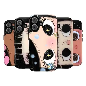 Dreamy Big Eyes Comic Girl Double Layer Phone Case  Compatible with iPhone 11, 12, 13, 14, 15, 16, 17 & Samsung S22 S23 S24 S26 – check our available sizes