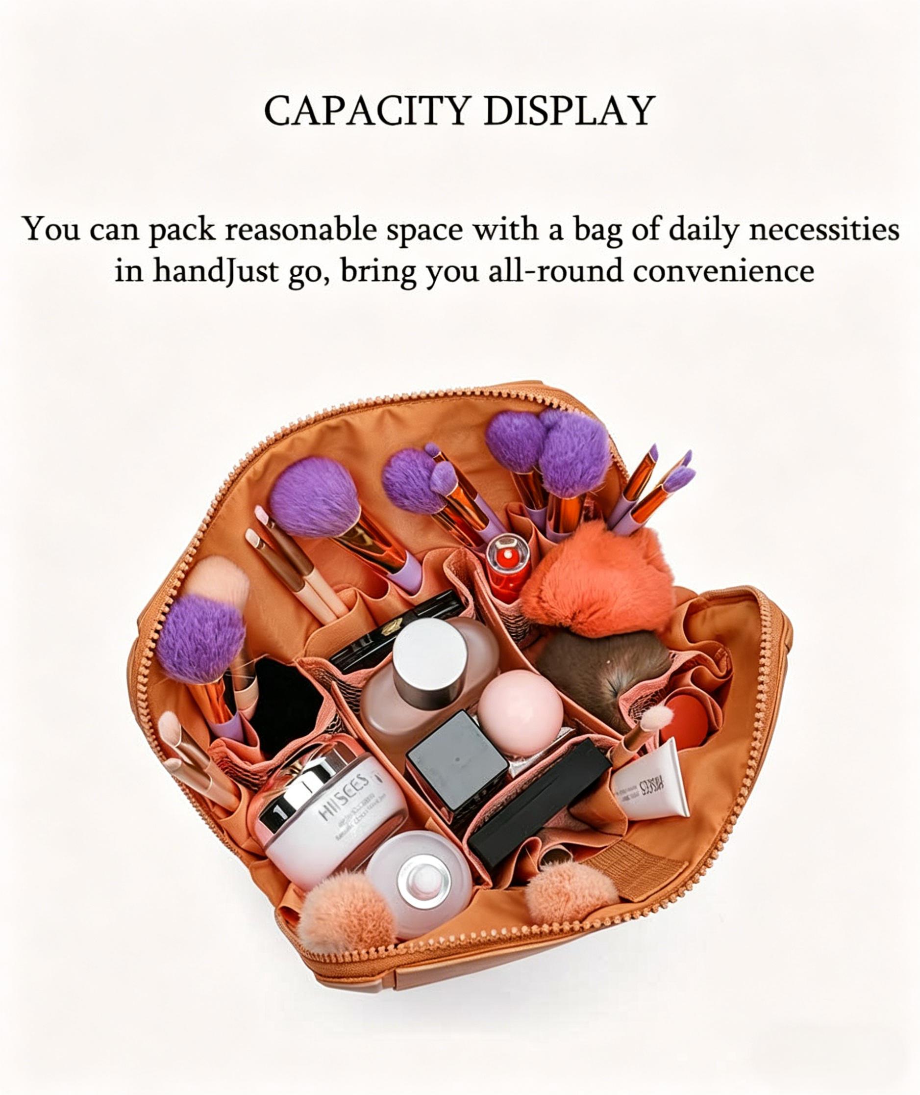 Foldable waterproof travel storage bag, toiletry bag, large-capacity travel organizer for cosmetics, thickened zipper, dedicated compartment for essentials, durable material with striped design, suitable for home and travel, lightweight, minimalist design