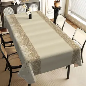 JIT 1pc 2D flat modern khaki sequin pattern rectangular tablecloth, for kitchen, living room, and dining table, kitchen accessory, party, room & outdoor decorative tablecloth, a tablecloth gift for friends