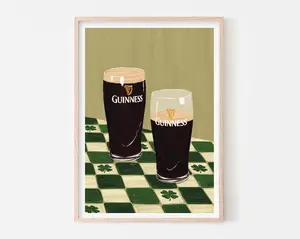 Guinness Art Print, Irish Beer Poster for Home Bar, Dublin Drinks Wall Decor, Happy Hour & Bar Cart