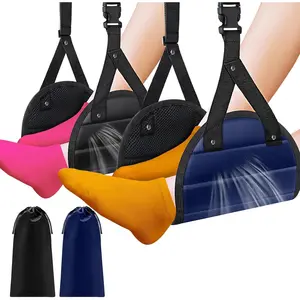 Airplane Foot Hammock for Plane Travel, Portable Foot Sling for Airplane Travel, Adjustable Plane  Hammock for Long Trip, Relax Your , Travels Essentials 2 Pack, Black & Blue