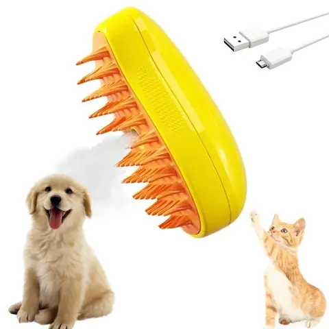 3 in 1 Pet Steam Brush, Pet Hair Removal Brush, Pet Grooming Tool for Dog & Cat, Cat Hair Brush for Removing Tangles and Loose Hair