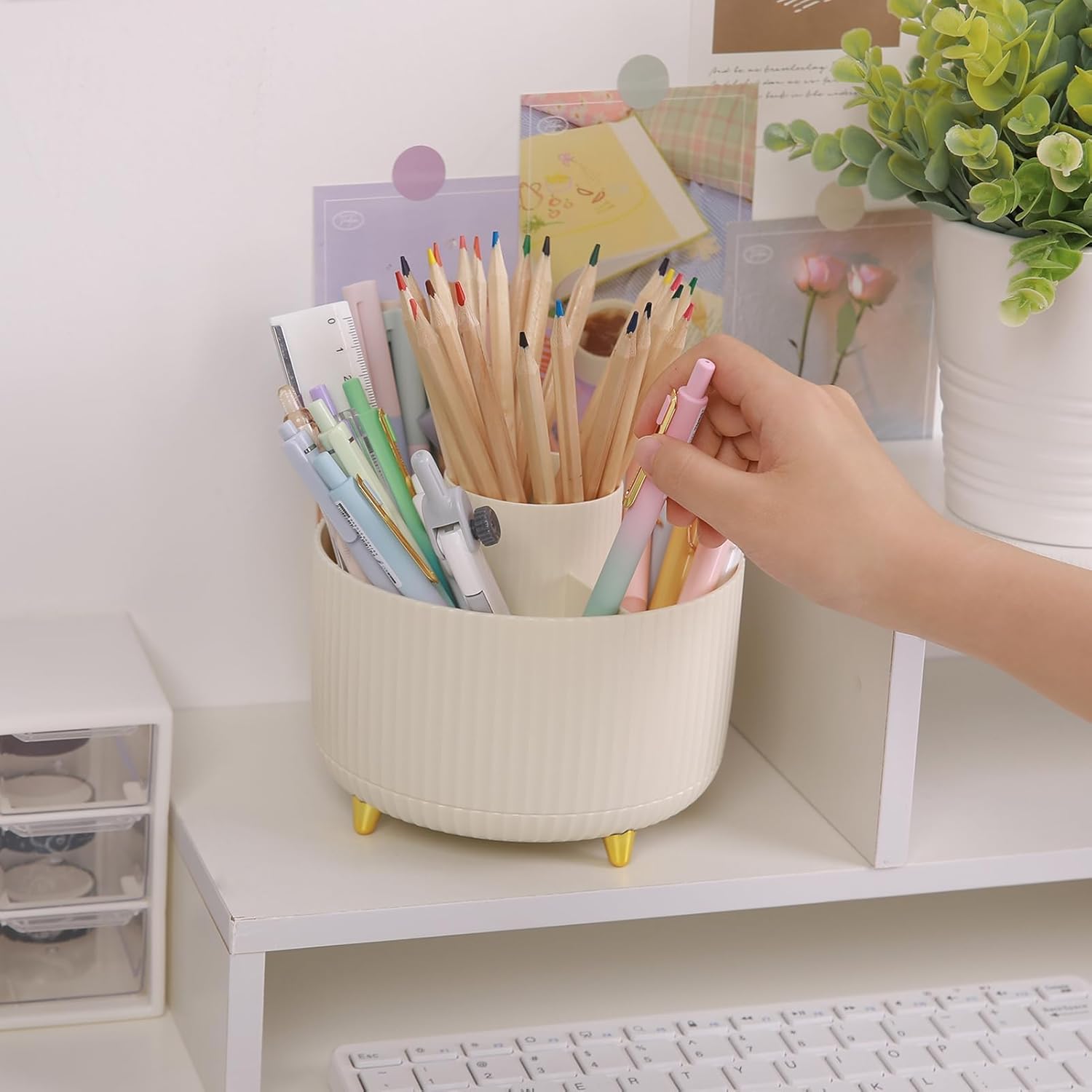 360 Rotating Plastic Desk Pen Organizer with 5 Slots Dual-Purpose Art Supply Pencil Cup for Office School Home Space-Saving Design Non-Slip Base Practical Gift 360 Rotating Plastic Desk Pen Organizer with 5 Slots Dual-Purpose Art Supply Pencil Cup for Office School Home Space-Saving Design Non-Slip Base Practical Gift