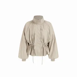 Cider Oversized Stand Collar Drawstring Waist Jacket