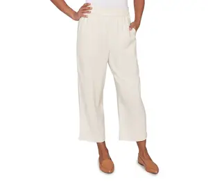 Alfred Dunner Petite Linen Elastic Waist Ankle Pants