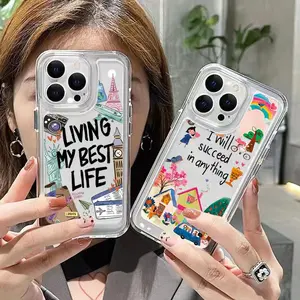 Creative Travel Memory Phone Case for iPhone 15 14 13 12 11 Pro Max Mini X XS XR SE 7 8 Plus Shockproof Transparent Soft S