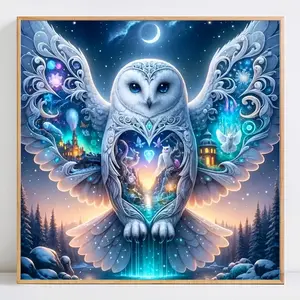 1count Diamond Painting Kit Creative Owl Pattern, Creative Owl Design, Diamond Art Cross Stitch Set, DIY Mosaic Gift for Adults Beginners, Home Decor Wall Art