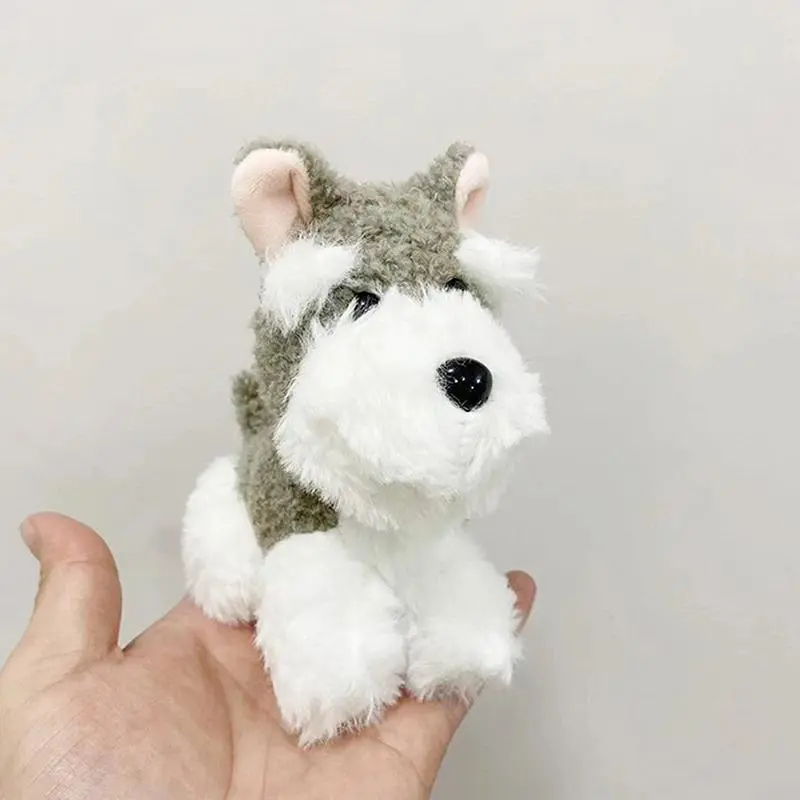 Cute Puppy Plush Keychain For Bag Pendant Accessories Kawaii Schnauzer Dog Keyrings Cartoon Stuffed Animal Doll
