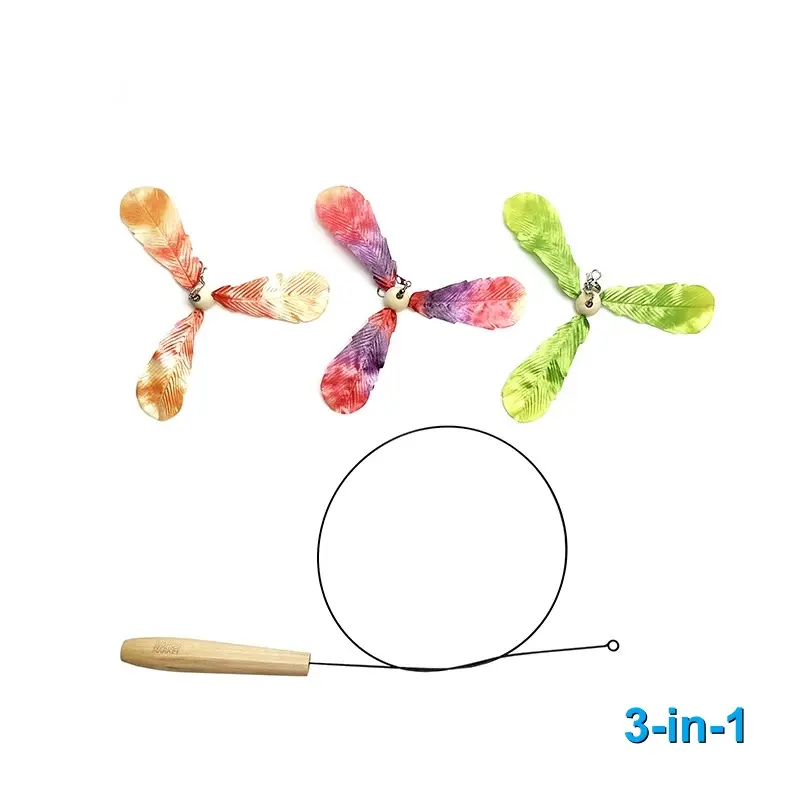 Interactive Feather Cat Wand – Spins, Fluttering & Drives Cats Wild | Fun & Exercise  for Indoor Cats kitty toy outdoorfun, replaceable toy, feather toy sohochic