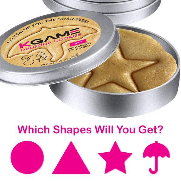 KGAME Dalgona Cookie Tin Season 1 #DalgonaChallenge - Authentic Korean Honeycomb Candy Cookies with Umbrella & Mystery Shape - Reusable Metal Tin for Gifting & Collecting - Perfect for TikTok Challenges Easter & Spring Special