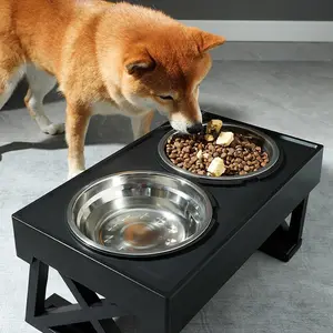 🐶Adjustable Height Elevated Dog Bowl, 2×1200ml Stainless Steel Bowls + 1×800ml Anti-Gulping Slow Feeder Bowl, Non-Slip Base for Medium/Large Dogs