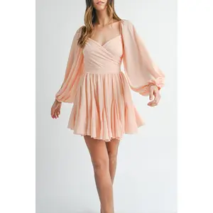 Back Lace Up Ruffle Mini Dress