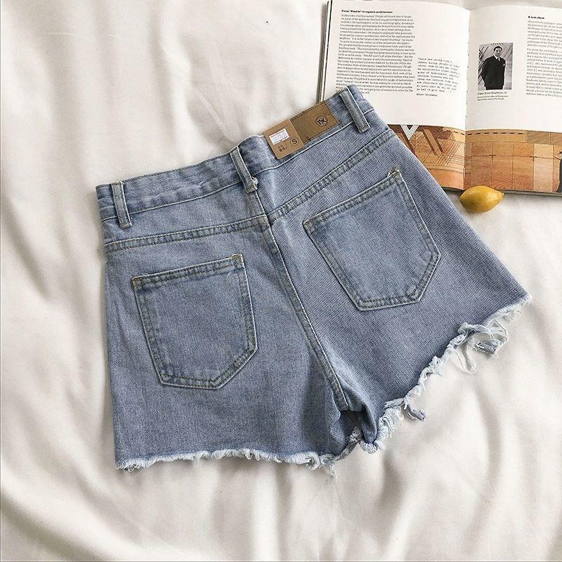 High Waist Ripped Jeans Pocket Tassel Shorts High Waist Ripped Jeans Pocket Tassel Shorts