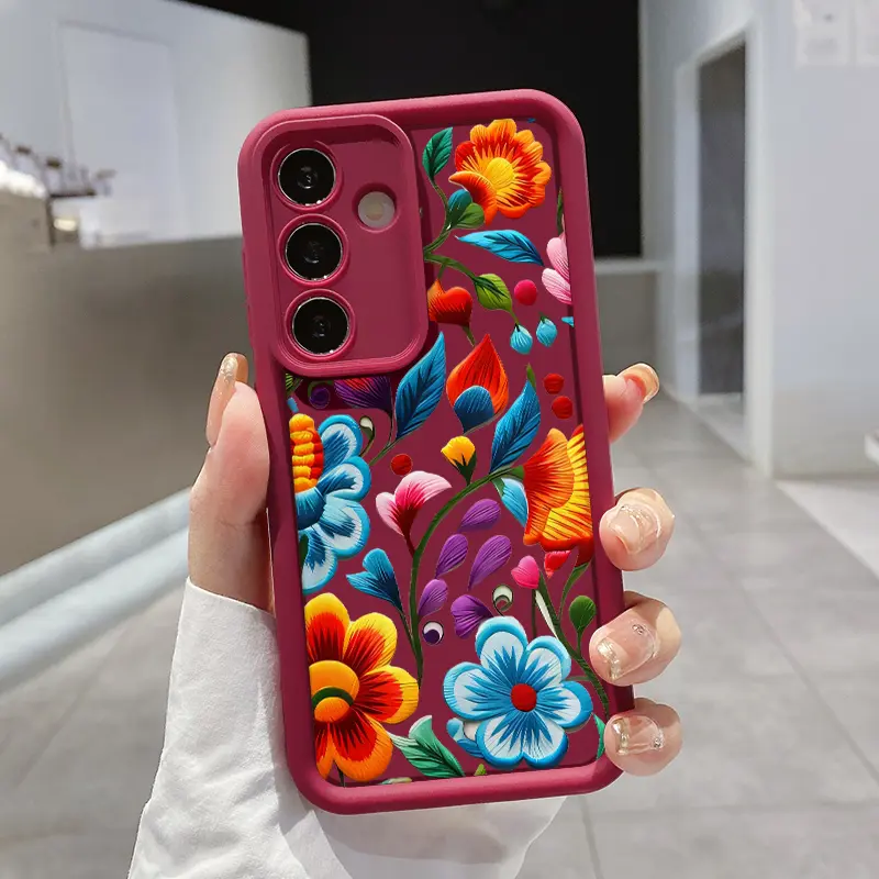 TPU Phone Case for Galaxy S22+ S23 Ultra S24 Plus S25 S26, Vibrant Floral Fusion Pattern, Full Body Shockproof Soft Silicone Protective Cellphone Cover, Mobile Phone Accessories