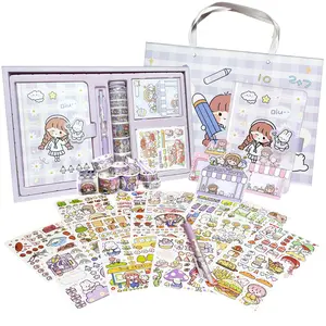 Cute Notebook Stationery Set School Supplies Scrapbook Journal Gift Stickers Girls' DIY Journal and Scrapbook Kit