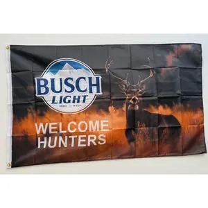 Busch Light Beer Welcome Hunters Hunting Outdoor Deer 3x5 Ft Flag Banner Bar Decor