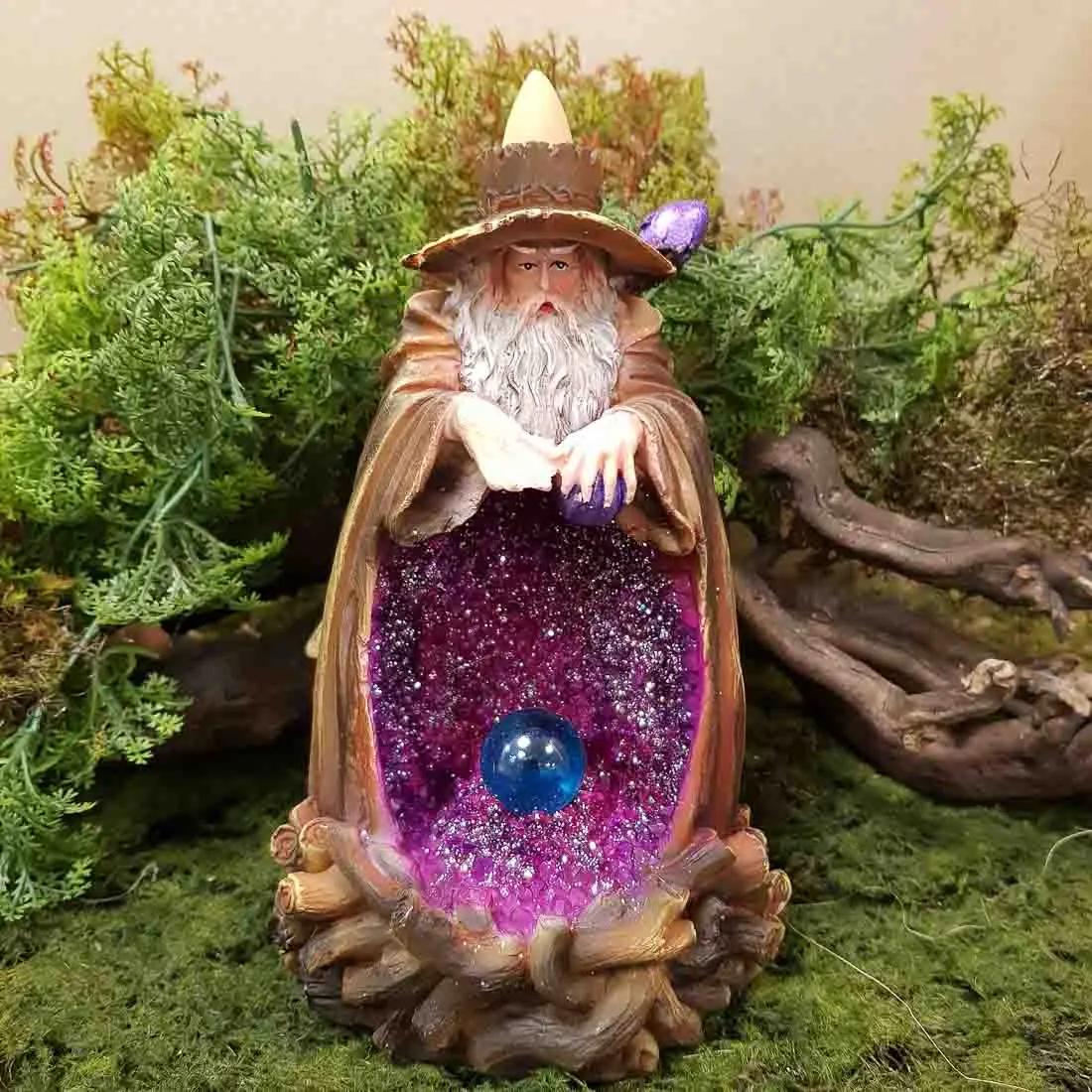 7" Spell Casting Wizard Backflow Incense Burner w/ LED