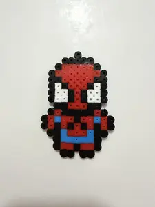 S-Man Fuse Beaded Keychain or Magnet - Durable Small Frame, Customizable Blue and Red Colors, Perfect for Keychains or Magnets