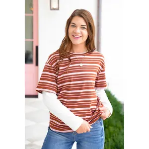Layered Long Sleeve Striped Top