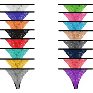 Pack 10 G-String Underwear for Women Lace Thongs Panties, Assorted Different Lace Pattern & Colors
