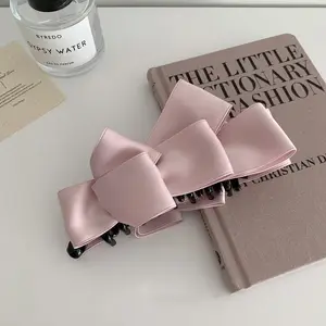 1 set (5 pieces in different colors) satin black bow banana clips for women, back-of-the-head claw clips, ponytail clips, vertical hair clips, hair accessories, holiday gift