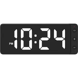 UserLED Digital Wall Clock with Large Display, Big Digits, Auto-Dimming, 12/24Hr Format, Battery Backup, Silent Wall Clock for Farmhouse, Kitchen, Living Room, Bedroom, Classroom, Office – White