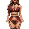 Avidlove Lace Garter Lingerie Set with Removable ChokerStrappy Bra and Panty Set (No Stockings)