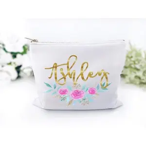 Personalized Floral Clutch Makeup Bag